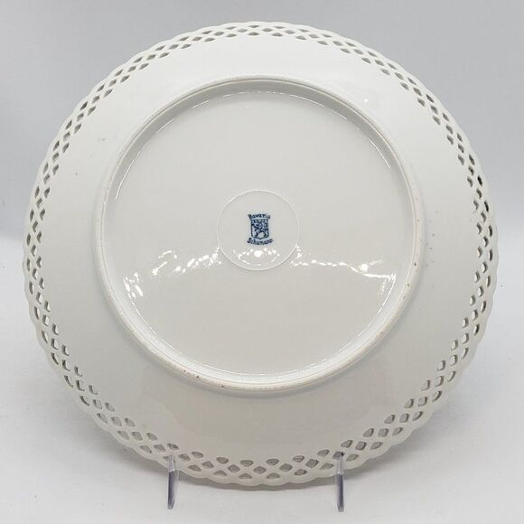 Bavaria Schumann Vintage Reticulated Edge Orange Lustre Bird Floral Decor Plate - Picture 8 of 11